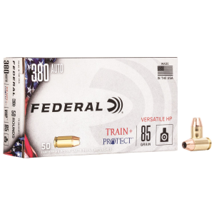 Federal TP380VHP1 Train + Protect 380ACP 85gr Versatile Hollow Point 50 Per Box/10 Case Centerfire, Handgun Ammunition