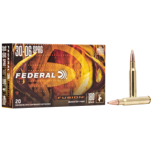 Federal F3006TFS3 Fusion 30-06Springfield 180gr Bonded Soft Point 20 Per Box/10 Case, Centerfire Rifle Ammo