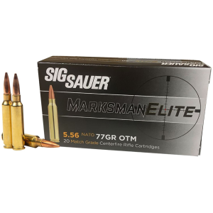 Sig Sauer E556M420 Marksman 5.56x45mm NATO 77 gr Open Tip Match 20 Per Box/ 10 Case Centerfire, Rifle Ammunition