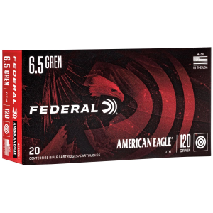 Federal American Eagle, 6.5 Grendel, 120 Grain, Open Tip Match, 20 Round Box AE65GDL1
