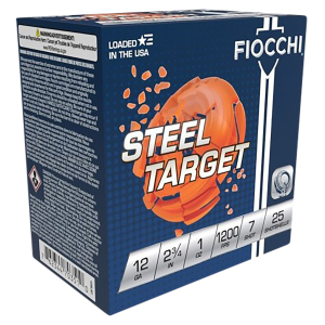 Fiocchi 12SLR7 Steel Target 12Gauge 2.75 in 1oz 7Shot 25 Per Box/10 Case, Shotgun Shells