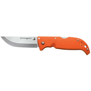 Cold Steel CS20NPJ Finn Wolf 3.50 in Folding Straight Back Plain Satin Polished AUS-8A SS Blade/Blaze Orange Griv-Ex Handle Includes Pocket Clip, Knife
