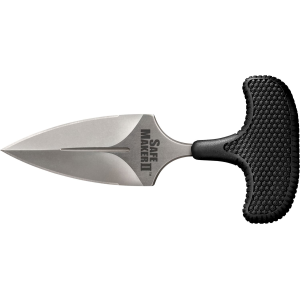 Cold Steel CS12DCST Safe Maker II 3.25 in Fixed Spear Point Plain Stone Washed AUS-8A SS Blade/ Black Textured Kray-Ex Handle Includes Sheath, Knife