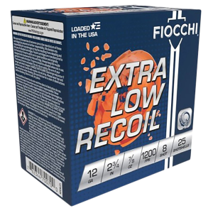Fiocchi 1278OZ8 Exacta Target Low Recoil Trainer 12Gauge 2.75 in 7/8oz 8Shot 25 Per Box/10 Case, Shotgun Shells