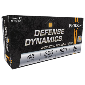 Fiocchi 45B500 Defense Dynamics 45ACP 200gr Jacketed Hollow Point 50 Per Box/10 Case Centerfire, Handgun Ammunition