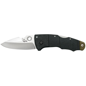 Cold Steel CS28E Grik 3 in Folding Spear Point Plain Satin Polished AUS-8A SS Blade/Black/OD Green GFN Handle Includes Pocket Clip, Knife