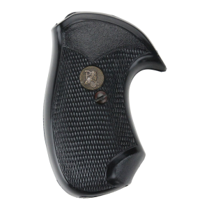 Pachmayr 03147 Compact Grip Checkered Black Rubber with Finger Grooves for Small Rossi , Revolvers
