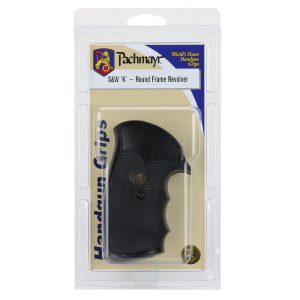 Pachmayr 03266 Gripper Grip Checkered Black Rubber with Finger Grooves for S&W K/L Frame with Round Butt