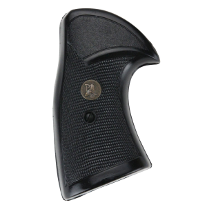 Pachmayr 03267 Presentation Grip Checkered Black Rubber for S&W K/L Frame with Square Butt