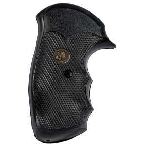 Pachmayr 03249 Gripper Grip Checkered Black Rubber with Finger Grooves for S&W J Frame with Round Butt