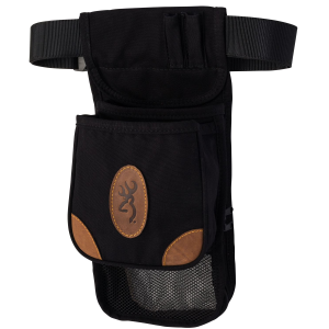 Browning 121388993 Lona Deluxe Shell Pouch Black/Brown Canvas/Leather Belt Mount Adjustable Belt