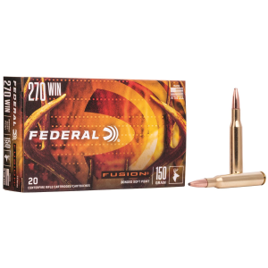 Federal F270FS2 Fusion 270Win 150gr Bonded Soft Point 20 Per Box/10 Case Centerfire, Rifle Ammunition