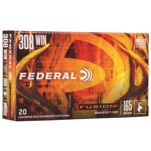Federal F308FS2 Fusion 308Win 165gr Bonded Soft Point 20 Per Box/10 Case Centerfire, Rifle Ammunition