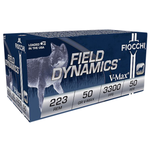 Fiocchi 223HVA50 Field Dynamics 223Rem 50gr Hornady V Max 50 Per Box/20 Case Centerfire, Rifle Ammunition