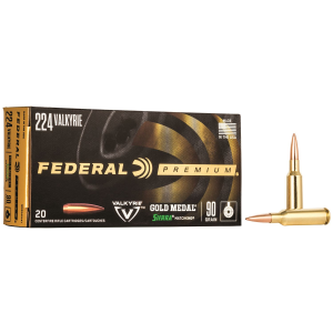 Federal GM224VLK1 Premium Gold Medal 224Valkyrie 90gr Sierra MatchKing BTHP 20 Per Box/10 Case Centerfire, Rifle Ammunition