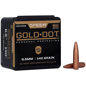 Speer 264140 Gold Dot 6.5mm .264 140 GR Soft Point 50 Box, Reloating Bullets
