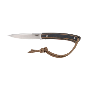 CRKT 2382 Biwa 3.02 in Fixed Plain Satin 8Cr13MoV SS Blade/Black/Brown G10 Handle Includes Lanyard/Sheath, Knife