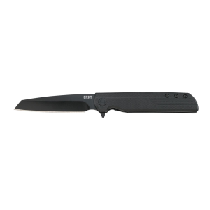CRKT 3802K LCK + Blackout 3.24 in Folding Tanto Plain Black Oxide 8Cr13MoV SS Blade/ Black GRN Handle Includes Pocket Clip, Knife