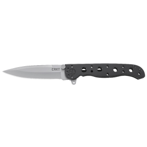 CRKT M1601S M16 01S 3.06 in Folding Spear Point Plain Bead Blasted 8Cr14MoV SS Blade/Black Oxide Stainless Steel Handle Includes Pocket Clip, Knife