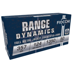 Fiocchi 357SIGAP Range Dynamics 357Sig 124gr Full Metal Jacket 50 Per Box/20 Case Centerfire, Handgun Ammunition