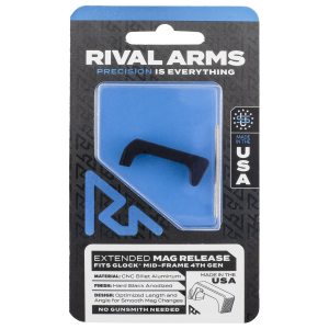 Rival Arms RA72G002A, Magazine Release Glock Gen4 Extended Hard Black Anodized Aluminum