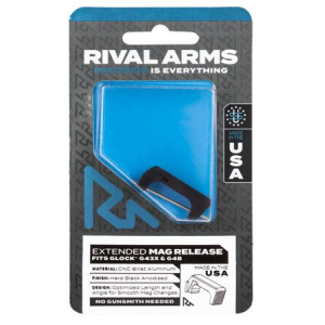 Rival Arms RA72G004A, Magazine Release Extended Black Anodized Aluminum for Glock 43X, 48