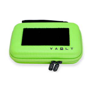 Vault Case Nano, Mini Case, 3 Removable Flex Panels, Velcro Top Lid Patch Panel, 7 inx4.5 inx2 in, Faux Green Carbon Fiber Outer Shell VLTNANOGRNCBN