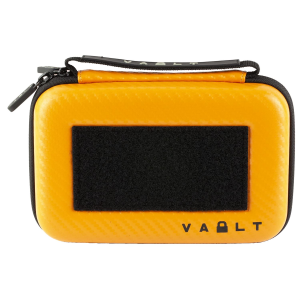 Vault Case Nano, Mini Case, 3 Removable Flex Panels, Velcro Top Lid Patch Panel, 7 inx4.5 inx2 in, Faux Orange Carbon Fiber Outer Shell VLTNANOORGCBN