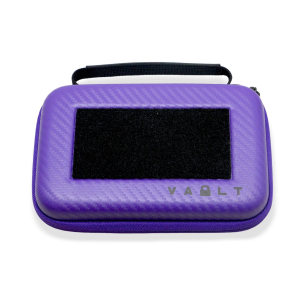 Vault Case Nano, Mini Case, 3 Removable Flex Panels, Velcro Top Lid Patch Panel, 7 inx4.5 inx2 in, Faux Purple Carbon Fiber Outer Shell VLTNANOPRPCBN