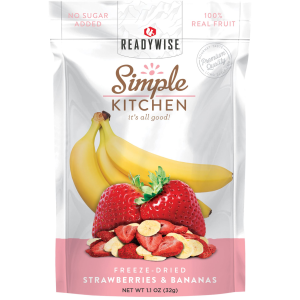 ReadyWise SK05009 Simple Kitchen Freeze Dried Fruit Strawberry & Bananas 1 Serving Pouch 6 Per Case