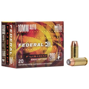 Federal F10FS1 Fusion 10mmAuto 200gr Fusion Soft Point 20 Per Box/10 Case Centerfire, Handgun Ammunition