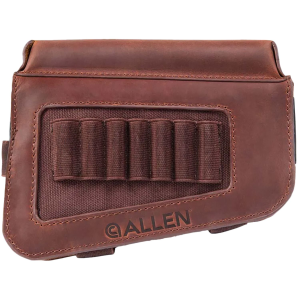 Allen 8519 Westcliff Buttstock Cartridge Carrier 7rd Capacity Leather, Rifle Buttstock Mount Features Raised Cheek Piece