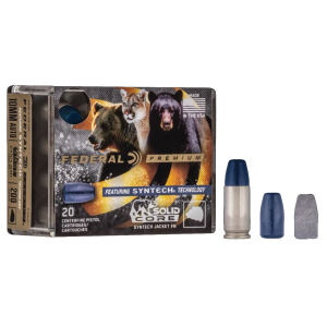Federal P10SHC1 Premium 10mmAuto 200gr Solid Core Synthetic Flat Nose 20 Per Box/10 Case Centerfire, Handgun Ammunition