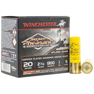 Winchester SPDG205 Super Pheasant Diamond Grade 20Gauge 2.75 in 1oz 5Shot 25 Per Box/10 Case, Shotgun Shells