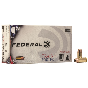 Federal TP40VHP1 Train + Protect 40S&W 180gr Versatile Hollow Point 50 Per Box/10 Case Centerfire, Handgun Ammunition