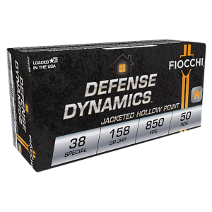 Fiocchi 38B Defense Dynamics 38Special 158gr Jacketed Hollow Point 50 Per Box/20 Case, Centerfire Handgun Ammo