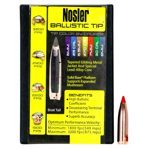 Nosler 28140 Ballistic Tip 7mm 140gr Spitzer 50/Box, Reloating Bullets