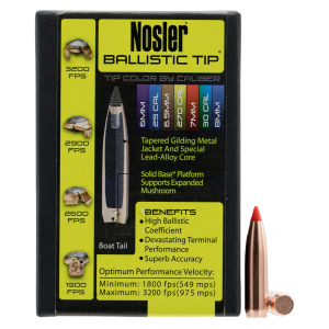 Nosler 28150 Ballistic Tip 7mm 150gr Spitzer 50/Box, Reloating Bullets