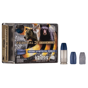Federal P40SHC1 Premium 40S&W 200gr Solid Core Synthetic Flat Nose 20 Per Box/10 Case Centerfire, Handgun Ammunition