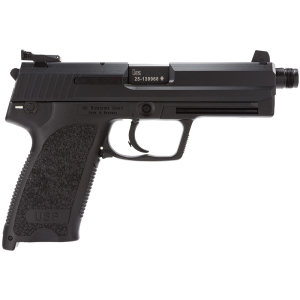 H&K 81000350 USP Tactical V1 SA/DA 45 ACP Caliber with 5.09 in Threaded Barrel, 12+1 Capacity, Overall Black Finish, Serrated Trigger Guard Frame, Serrated Steel Slide, Polymer Grip & Decocker Safety Includes 2 Mags, Pistol