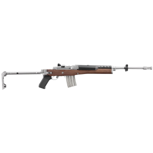 Ruger 5895 Mini-14 223 Rem/5.56 NATO 20+1 18.50 Matte Stainless Threaded Barrel, Matte Stainless Pic Rail Receiver, Walnut/Stainless Wood Side Fold Side Fold Stock, Black Poly Grip, Rifle