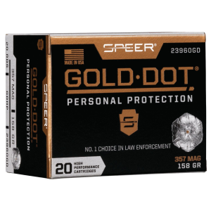 Speer 23960GD Gold Dot Personal Protection 357Mag 158gr Hollow Point 20 Per Box/10 Case Centerfire, Handgun Ammunition