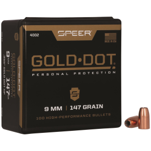 Speer 4002 Gold Dot Personal Protection 9mm 147gr Hollow Point 100 Per Box/5 Case, Reloating Bullets