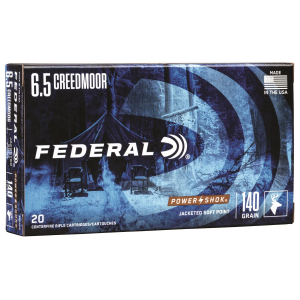 Federal 65CRDB Power-Shok 6.5Creedmoor 140gr Jacketed Soft Point 20 Per Box/10 Case Centerfire, Rifle Ammunition