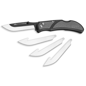 Outdoor Edge Razor EDC Lite, Folding Knife, Plain Edge, 3 in Blades, 420J2 Stainless Steel, Gray and Black Handle, Includes (4) Drop Point Blades RLY30-50C