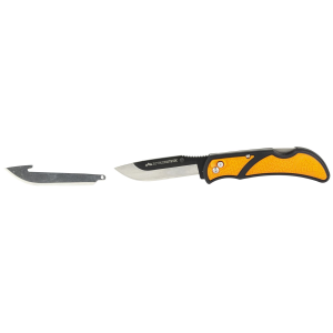 Outdoor Edge Razor EDC Lite, Folding Knife, Plain Edge, 3 in Blades, 420J2 Stainless Steel, Orange and Black Handle, Includes (4) Drop Point Blades RLB30-30C