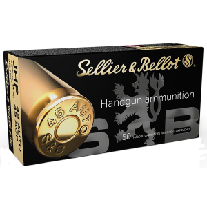 Sellier & Bellot SB45C 45ACP 230gr Jacketed Hollow Point 50 Per Box/20 Case Centerfire, Handgun Ammunition