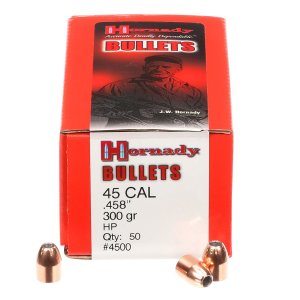 Hornady 4500 InterLock 45 Cal .458 300 gr Hollow Point 50 Per Box/ 15 Case, Reloating Bullets