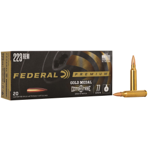 Federal GM223OTM3 Premium Gold Medal 223Rem 77gr Open Tip Match 20 Per Box/10 Case Centerfire, Rifle Ammunition