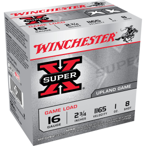 Winchester XU168 Super X Game Load 16Gauge 2.75 in 1oz 8Shot 25 Per Box/10 Case, Shotgun Shells